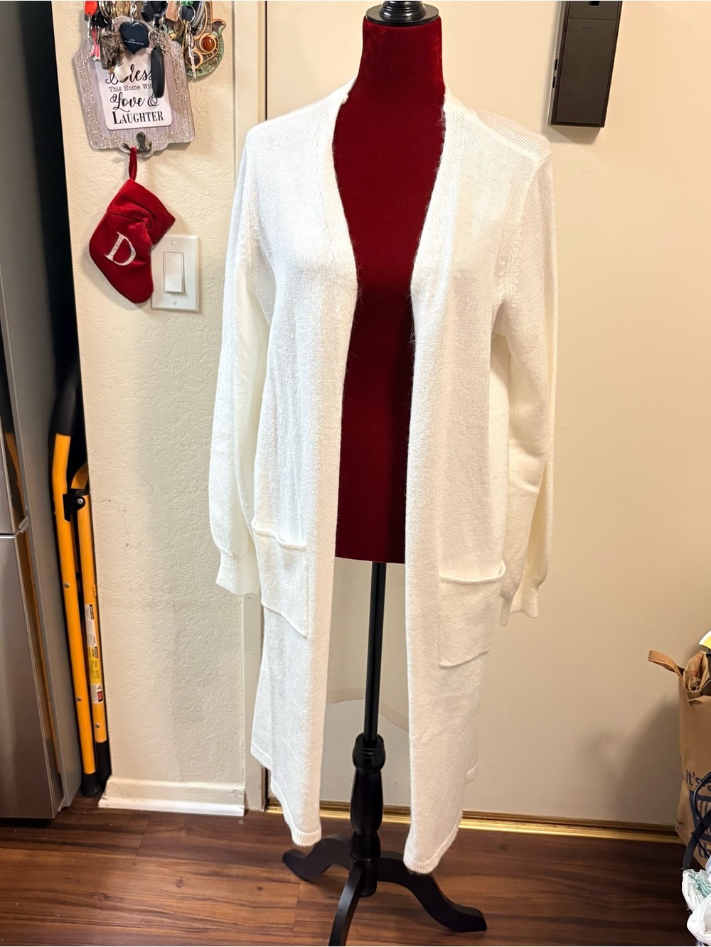 Fashion to Figure White Open-Front Long Cardigan